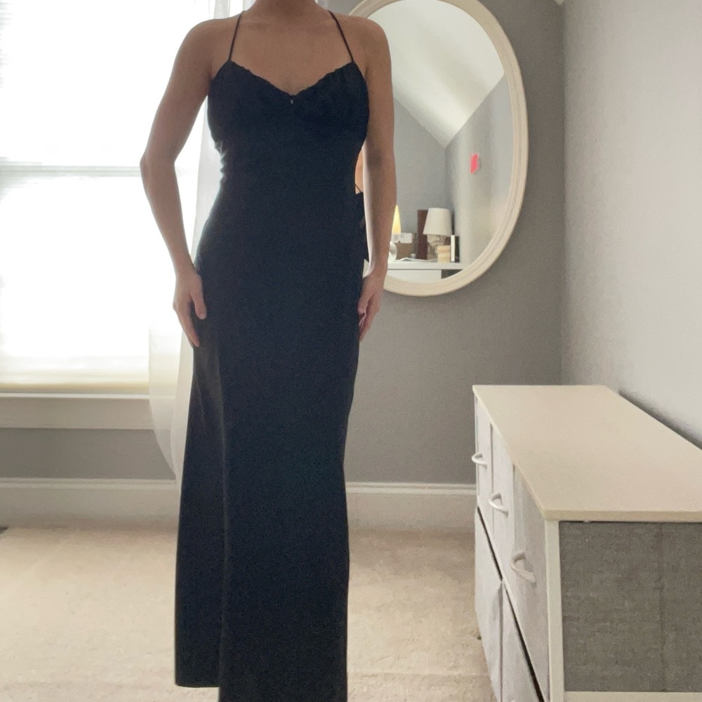 Zara black silk maxi dress